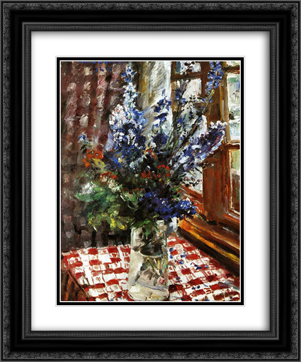 Larkspur 20x24 Black Ornate Wood Framed Art Print Poster with Double Matting by Corinth, Lovis