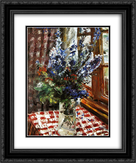 Larkspur 20x24 Black Ornate Wood Framed Art Print Poster with Double Matting by Corinth, Lovis