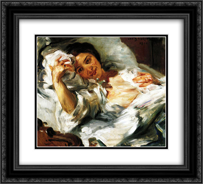 Morning Sun 22x20 Black Ornate Wood Framed Art Print Poster with Double Matting by Corinth, Lovis