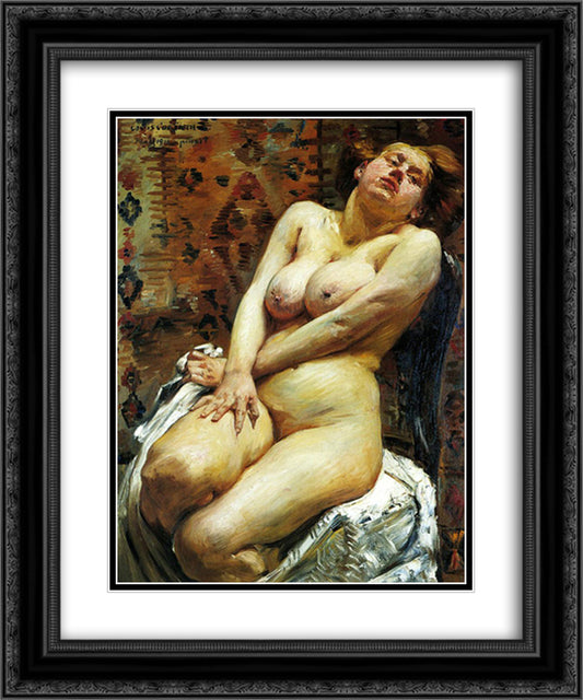Nana-Female Nude 20x24 Black Ornate Wood Framed Art Print Poster with Double Matting by Corinth, Lovis