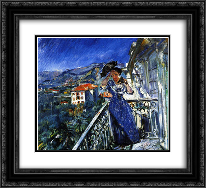 On the Balcony in Bordighera 22x20 Black Ornate Wood Framed Art Print Poster with Double Matting by Corinth, Lovis