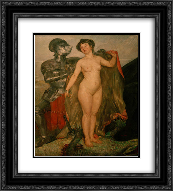 Perseus and Andromeda 20x22 Black Ornate Wood Framed Art Print Poster with Double Matting by Corinth, Lovis