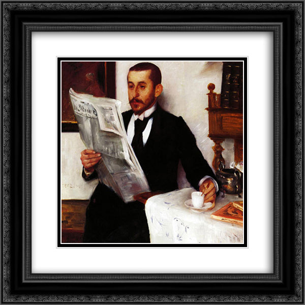 Portrait of the Painter Benno Becker 20x20 Black Ornate Wood Framed Art Print Poster with Double Matting by Corinth, Lovis