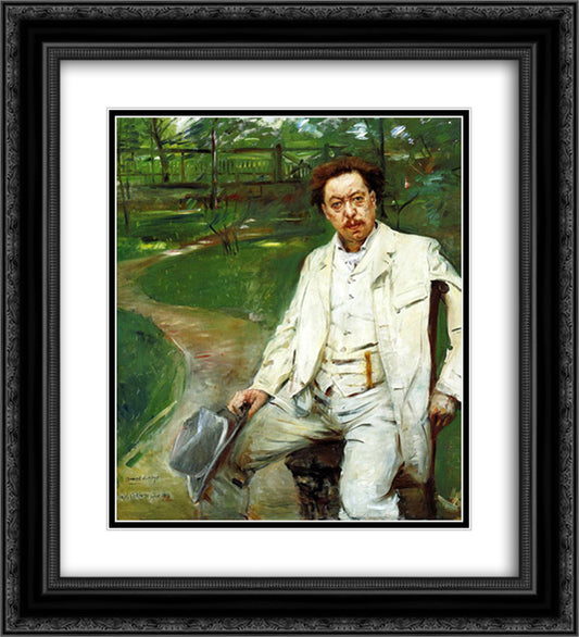 Portrait of the Pianist Conrad Ansorge 20x22 Black Ornate Wood Framed Art Print Poster with Double Matting by Corinth, Lovis