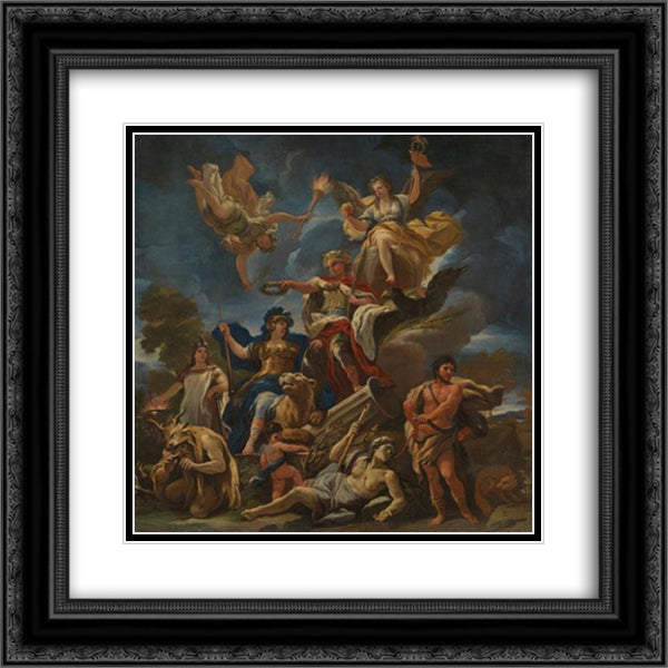 Allegory of Fortitude 20x20 Black Ornate Wood Framed Art Print Poster with Double Matting by Giordano, Luca