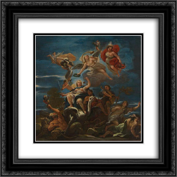 Allegory of Justice 20x20 Black Ornate Wood Framed Art Print Poster with Double Matting by Giordano, Luca