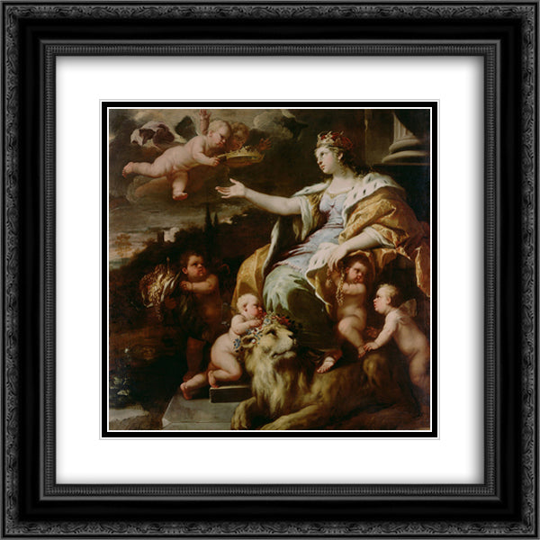 Allegory of Magnanimity 20x20 Black Ornate Wood Framed Art Print Poster with Double Matting by Giordano, Luca