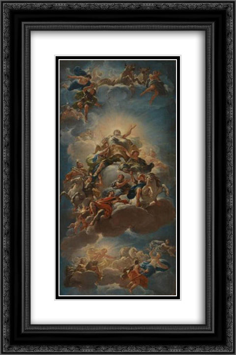 Apotheosis of the Medici 16x24 Black Ornate Wood Framed Art Print Poster with Double Matting by Giordano, Luca