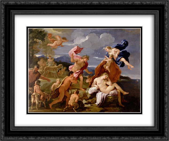 Bacchus and Ariadne 24x20 Black Ornate Wood Framed Art Print Poster with Double Matting by Giordano, Luca
