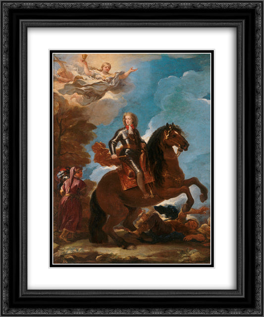 Charles II, King of Spain, on Horseback 20x24 Black Ornate Wood Framed Art Print Poster with Double Matting by Giordano, Luca