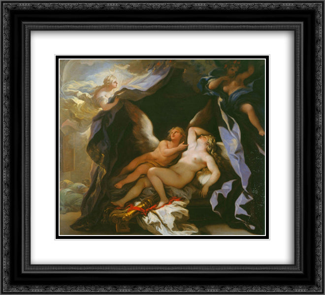 Cupid Visiting the Sleeping Psyche 22x20 Black Ornate Wood Framed Art Print Poster with Double Matting by Giordano, Luca