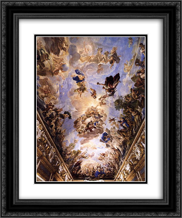 Decorative Ceiling (Palazzo Medici Riccardi) 20x24 Black Ornate Wood Framed Art Print Poster with Double Matting by Giordano, Luca