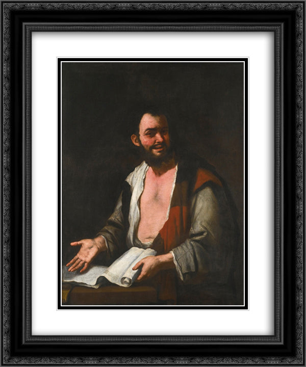 Democritus 20x24 Black Ornate Wood Framed Art Print Poster with Double Matting by Giordano, Luca