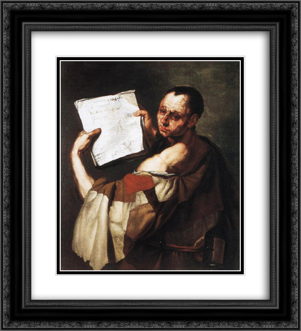 Diogenes 20x22 Black Ornate Wood Framed Art Print Poster with Double Matting by Giordano, Luca