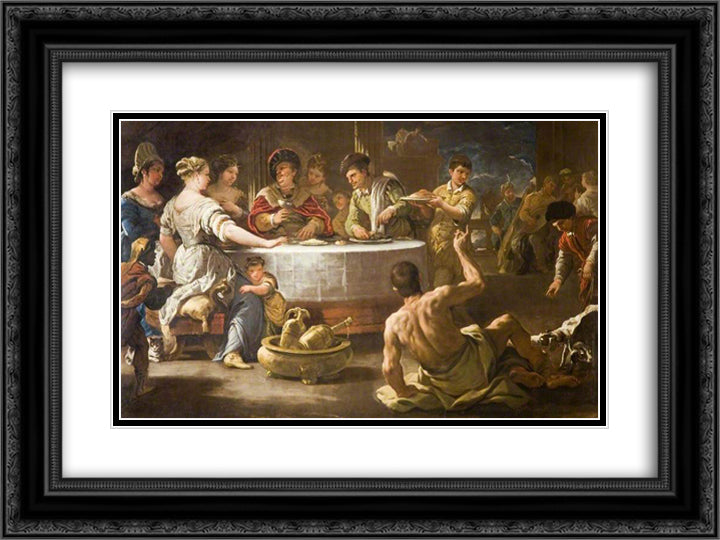 Dives and Lazarus 24x18 Black Ornate Wood Framed Art Print Poster with Double Matting by Giordano, Luca