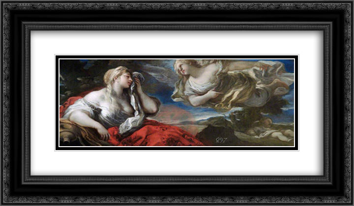 Hagar and Ishmael in the Desert 24x14 Black Ornate Wood Framed Art Print Poster with Double Matting by Giordano, Luca