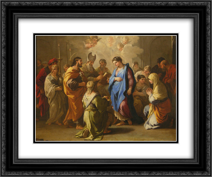 Marriage of the Virgin 24x20 Black Ornate Wood Framed Art Print Poster with Double Matting by Giordano, Luca