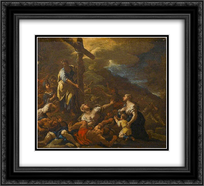 Moses and the Brazen Serpent 22x20 Black Ornate Wood Framed Art Print Poster with Double Matting by Giordano, Luca