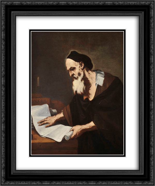 Philosopher 20x24 Black Ornate Wood Framed Art Print Poster with Double Matting by Giordano, Luca