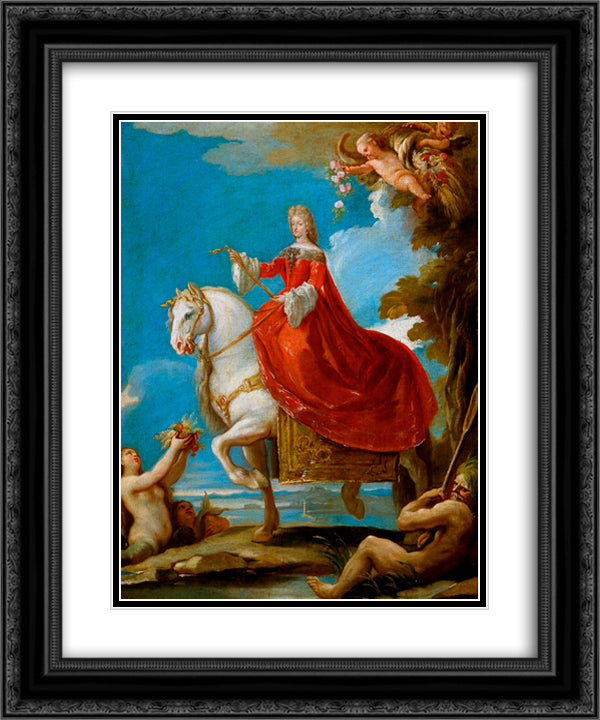 Portrait of Maria Anna of Neuburg 20x24 Black Ornate Wood Framed Art Print Poster with Double Matting by Giordano, Luca