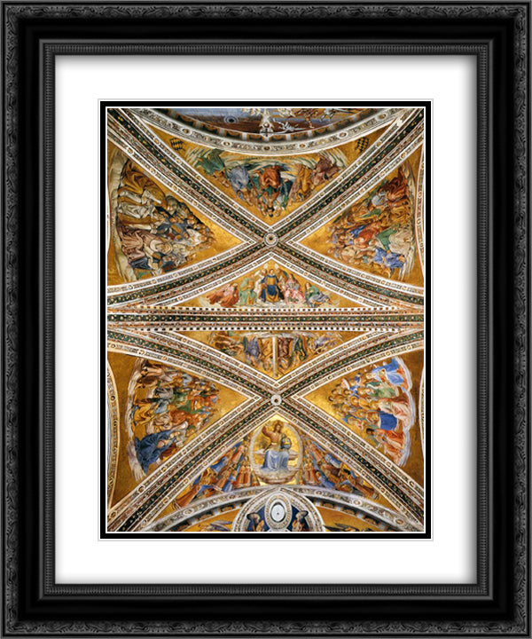 Ceiling Frescoes in the Chapel of San Brizio 20x24 Black Ornate Wood Framed Art Print Poster with Double Matting by Signorelli, Luca