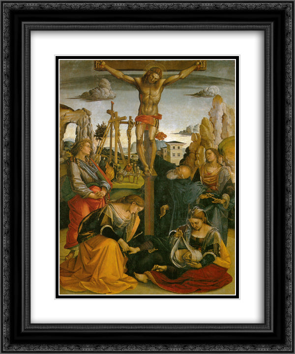 Crucifixion of St. Sepulchre 20x24 Black Ornate Wood Framed Art Print Poster with Double Matting by Signorelli, Luca