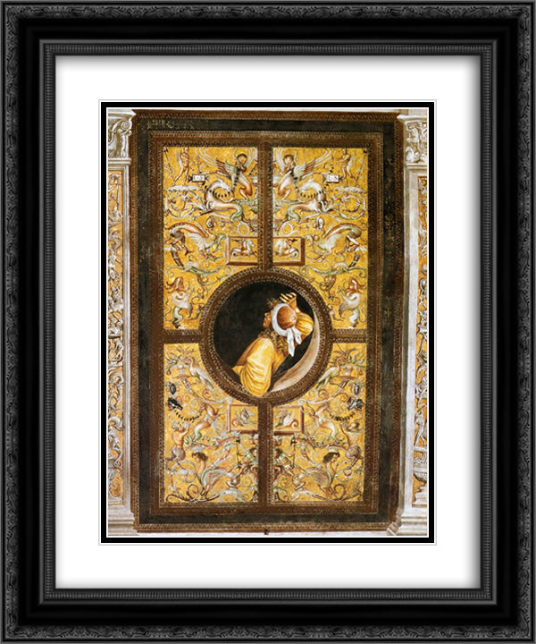 Empedocles 20x24 Black Ornate Wood Framed Art Print Poster with Double Matting by Signorelli, Luca