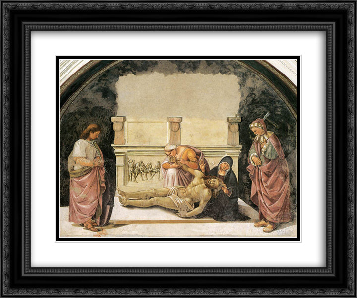 Lamentation over the Dead Christ 24x20 Black Ornate Wood Framed Art Print Poster with Double Matting by Signorelli, Luca