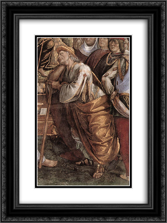 Moses's Testament and Death (detail) 18x24 Black Ornate Wood Framed Art Print Poster with Double Matting by Signorelli, Luca