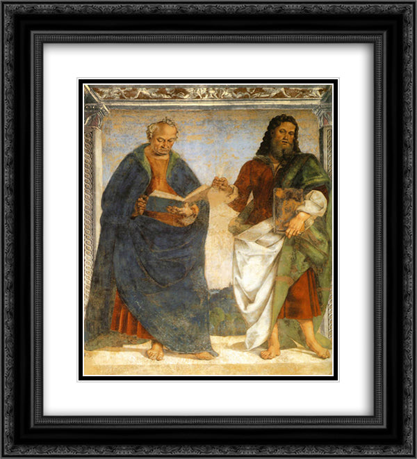 Pair of Apostles in Dispute 20x22 Black Ornate Wood Framed Art Print Poster with Double Matting by Signorelli, Luca