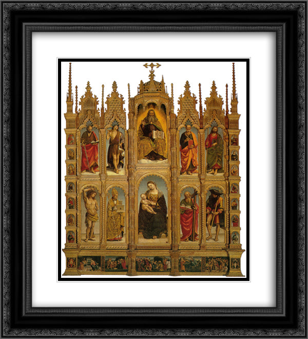 Polyptych 20x22 Black Ornate Wood Framed Art Print Poster with Double Matting by Signorelli, Luca
