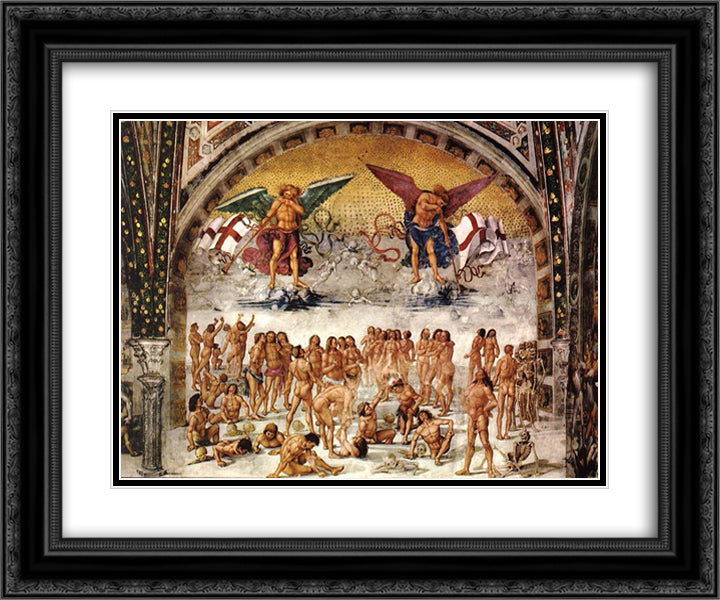 Resurrection of the Dead 24x20 Black Ornate Wood Framed Art Print Poster with Double Matting by Signorelli, Luca