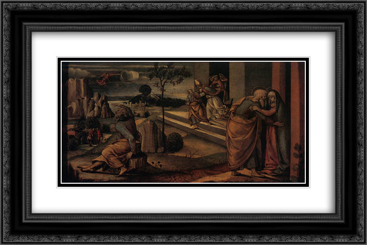 Scenes from the Lives of Joachim and Anne 24x16 Black Ornate Wood Framed Art Print Poster with Double Matting by Signorelli, Luca