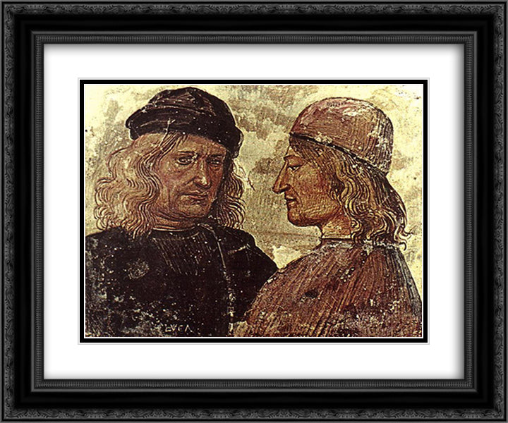 Self-portrait with Vitelozzo Vitelli 24x20 Black Ornate Wood Framed Art Print Poster with Double Matting by Signorelli, Luca