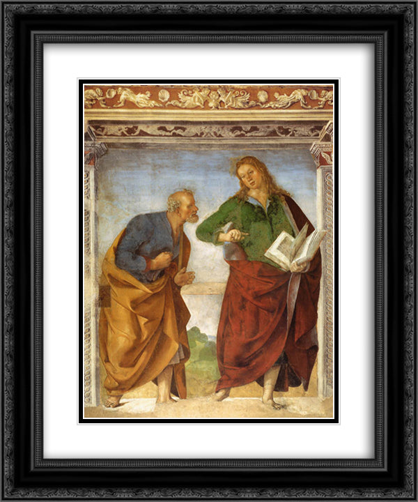 The Apostles Peter and John the Evangelist 20x24 Black Ornate Wood Framed Art Print Poster with Double Matting by Signorelli, Luca