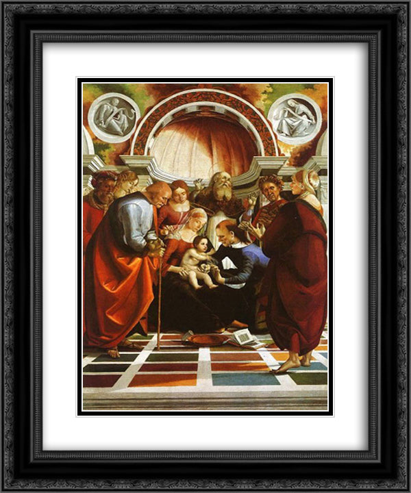 The Circumcision 20x24 Black Ornate Wood Framed Art Print Poster with Double Matting by Signorelli, Luca