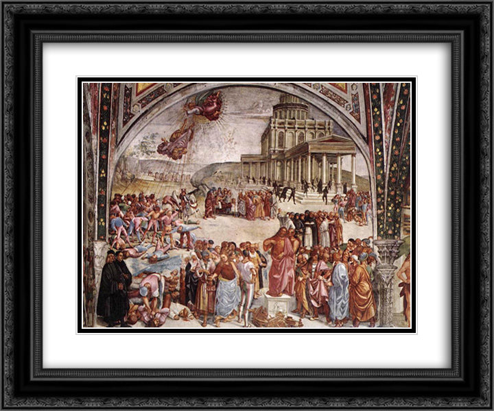 The Deeds of the Antichrist 24x20 Black Ornate Wood Framed Art Print Poster with Double Matting by Signorelli, Luca