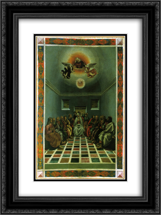 The Descent of the Holy Ghost 18x24 Black Ornate Wood Framed Art Print Poster with Double Matting by Signorelli, Luca