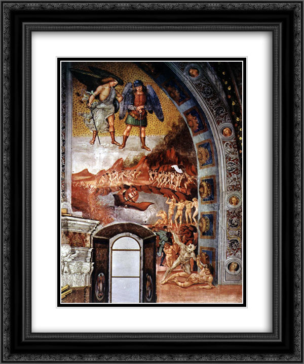 The Last Judgment (The right part of the composition - The Damned Consigned to Hell) 20x24 Black Ornate Wood Framed Art Print Poster with Double Matting by Signorelli, Luca