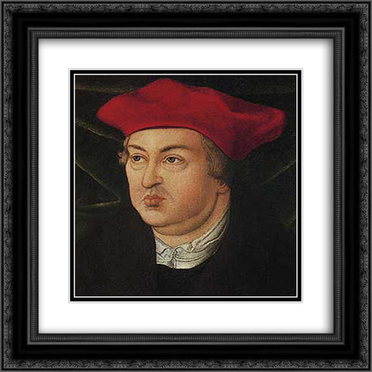 Albrecht Brandenburg 20x20 Black Ornate Wood Framed Art Print Poster with Double Matting by Cranach the Elder, Lucas