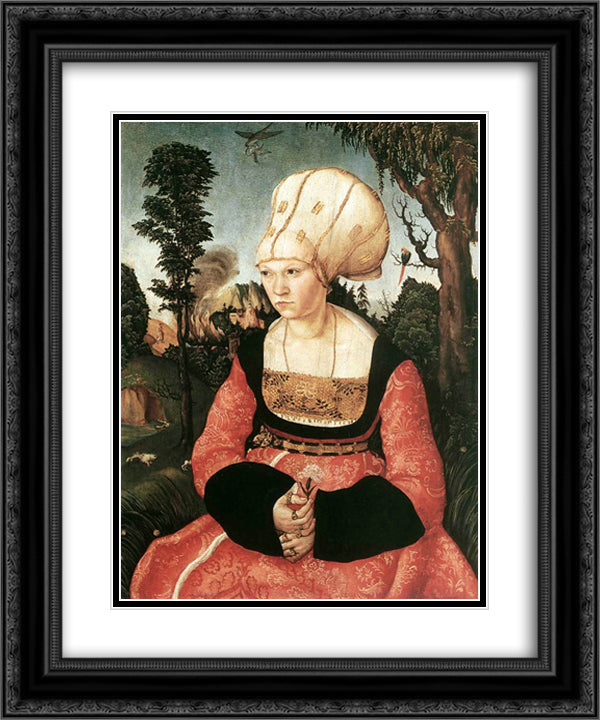 Anna Cuspinian 20x24 Black Ornate Wood Framed Art Print Poster with Double Matting by Cranach the Elder, Lucas