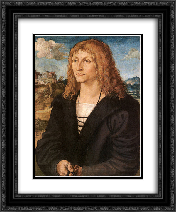 Beardless young man 20x24 Black Ornate Wood Framed Art Print Poster with Double Matting by Cranach the Elder, Lucas