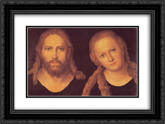 Christ and Mary 24x18 Black Ornate Wood Framed Art Print Poster with Double Matting by Cranach the Elder, Lucas