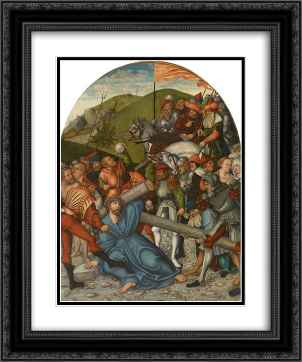 Christ Carrying the Cross 20x24 Black Ornate Wood Framed Art Print Poster with Double Matting by Cranach the Elder, Lucas