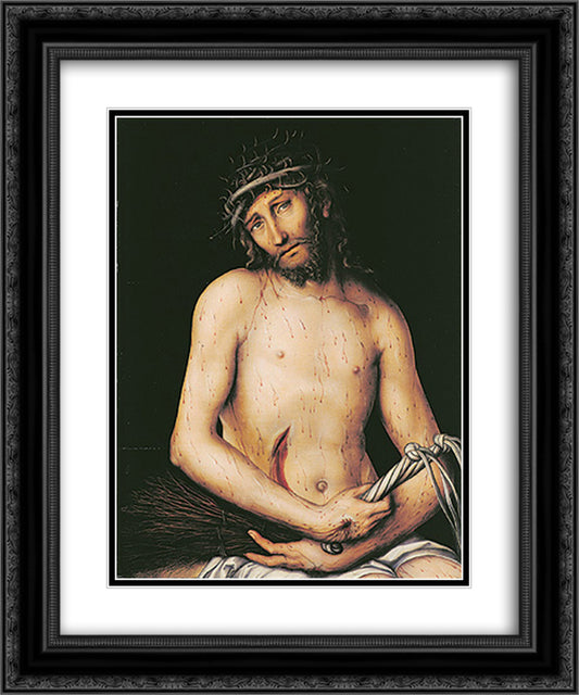 Chtist as the Man of Sorrows 20x24 Black Ornate Wood Framed Art Print Poster with Double Matting by Cranach the Elder, Lucas