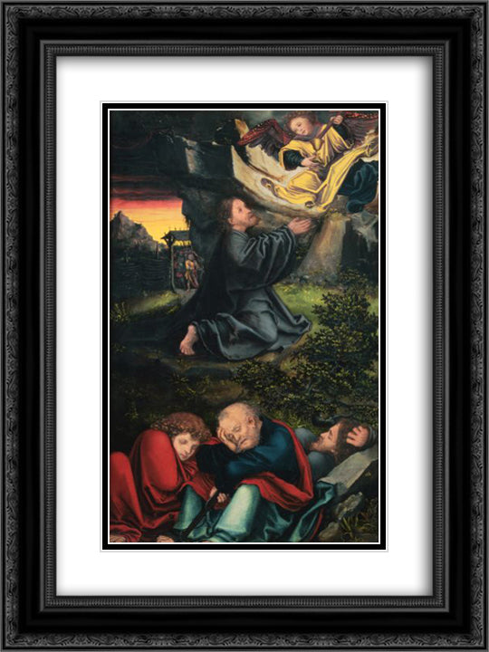 Cranach The Garden of Gethsemane 18x24 Black Ornate Wood Framed Art Print Poster with Double Matting by Cranach the Elder, Lucas