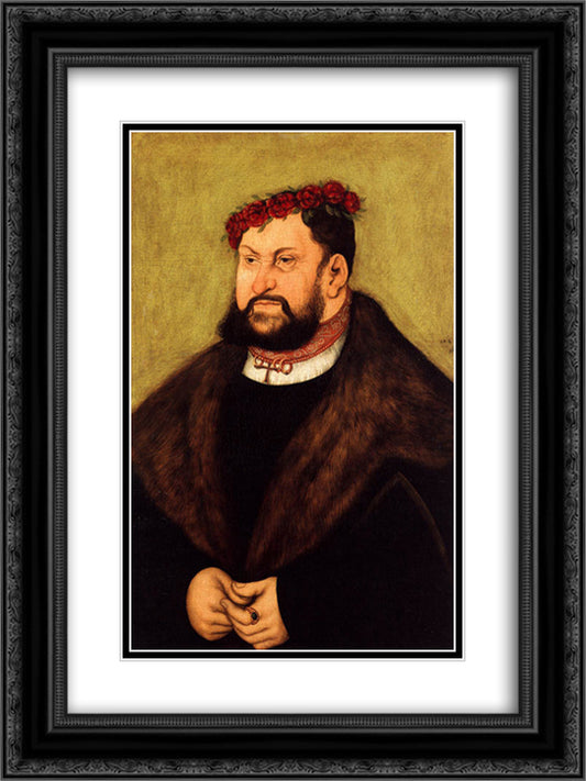 Elector John the Constant of Saxony 18x24 Black Ornate Wood Framed Art Print Poster with Double Matting by Cranach the Elder, Lucas