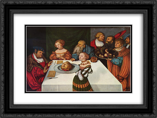 Feast of Herod 24x18 Black Ornate Wood Framed Art Print Poster with Double Matting by Cranach the Elder, Lucas