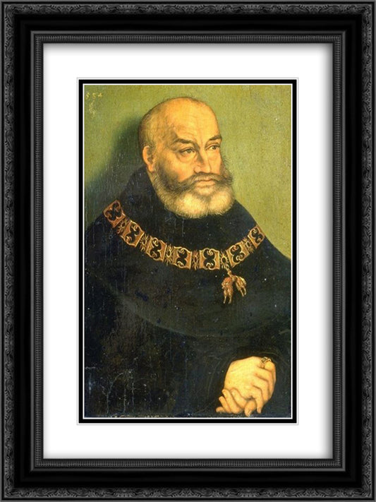 Georg der Bartige, Duke of Saxony 18x24 Black Ornate Wood Framed Art Print Poster with Double Matting by Cranach the Elder, Lucas