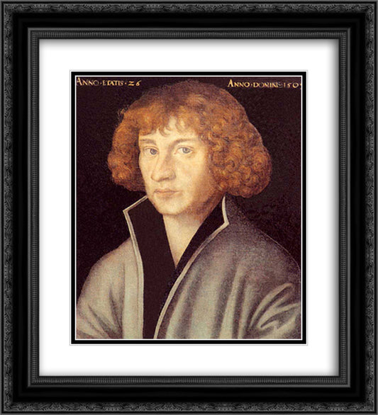 Georg Spalatin 20x22 Black Ornate Wood Framed Art Print Poster with Double Matting by Cranach the Elder, Lucas